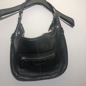 COACH PENELOPE Black Pebbled Leather Shoulder Bag Handbag Purse F14681 Zip Close